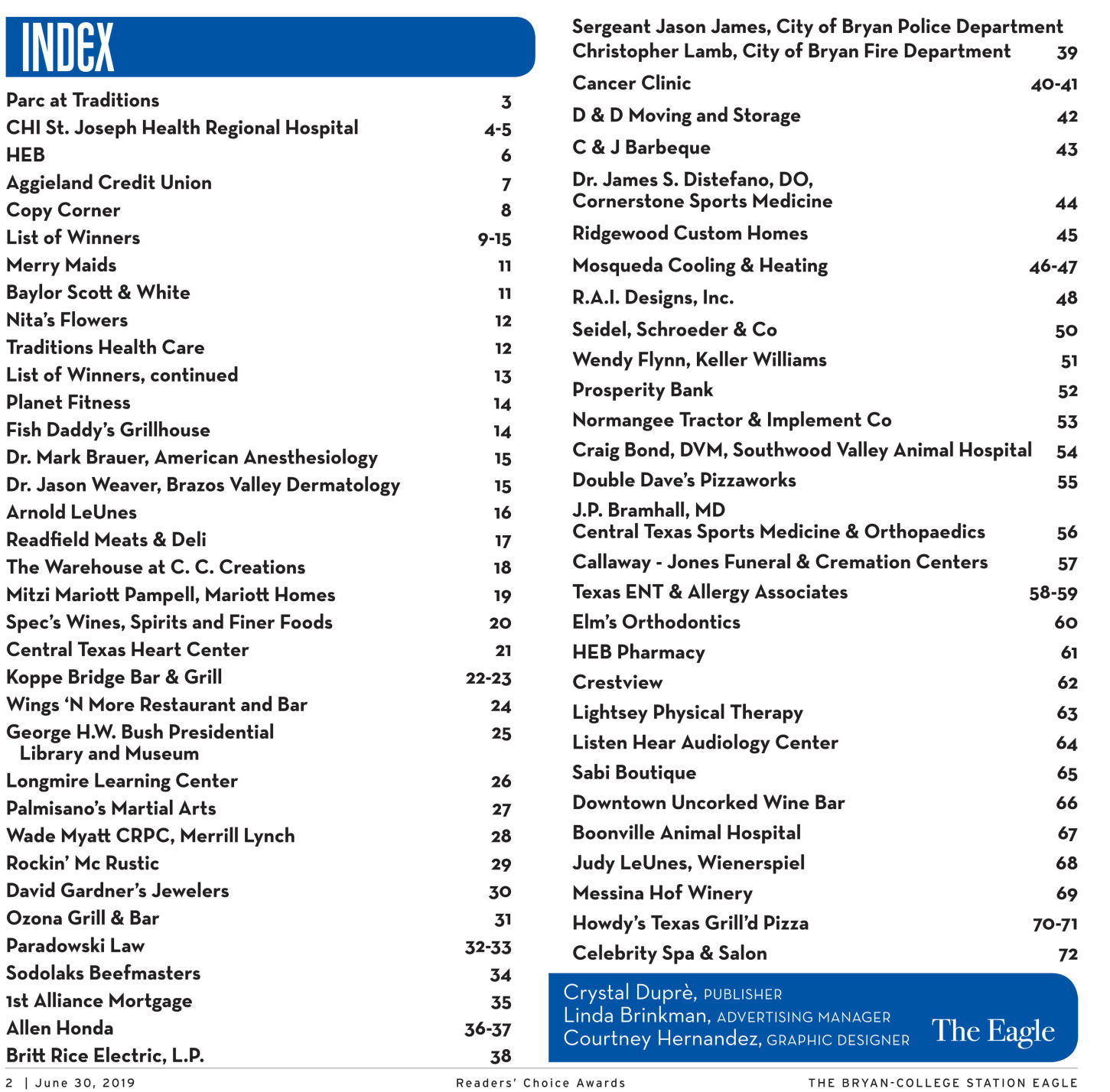 The Eagle Readers' Choice Award 2019